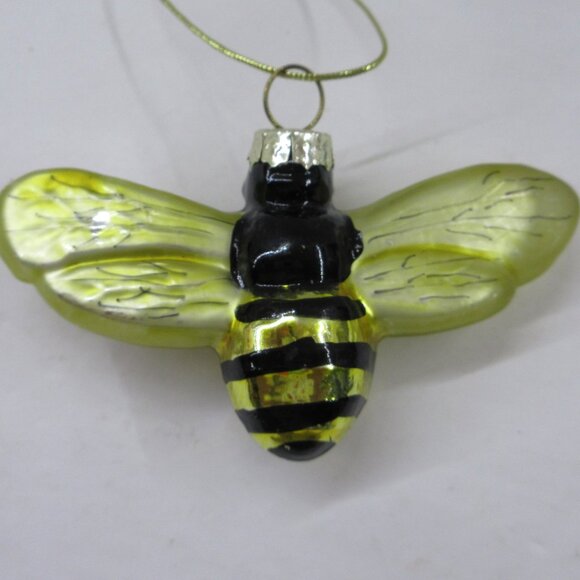 Bumble Bee Glass Christmas Ornament Boston International 3" Black Yellow - Picture 7 of 10